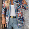 Floral Blazer with Vibrant Blue & Orange Design