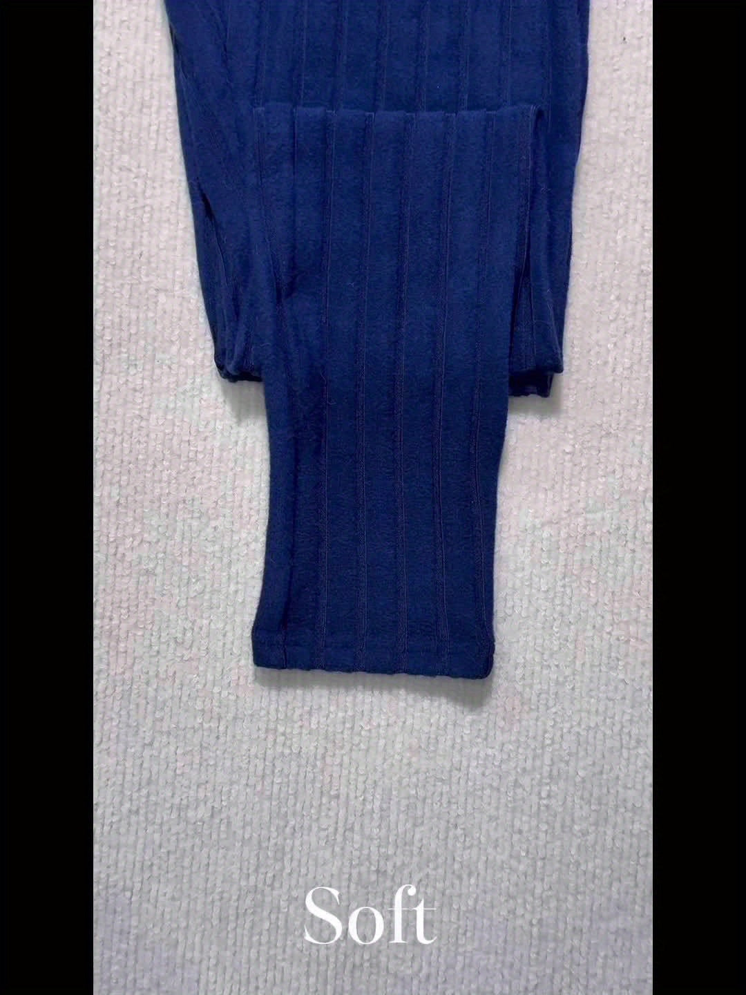 Leggings de cintura alta em cor sólida com cordão falso, com nervuras, Skinny Casual Stretchy Leggings para uso diário, Roupa de mulher