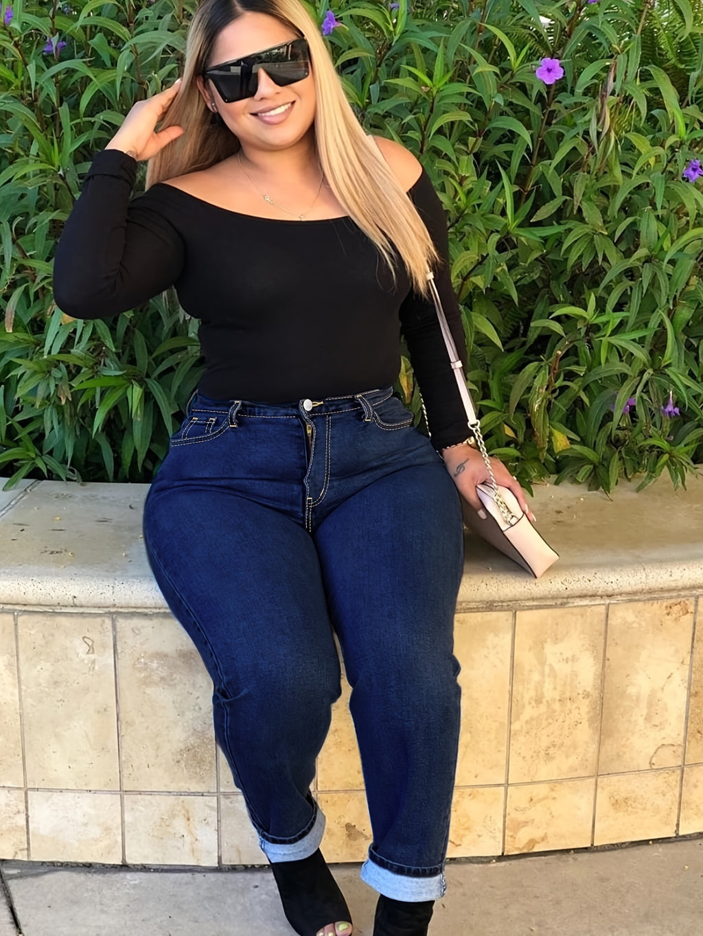 Calças Retas Elásticas Plus Size para Mulheres