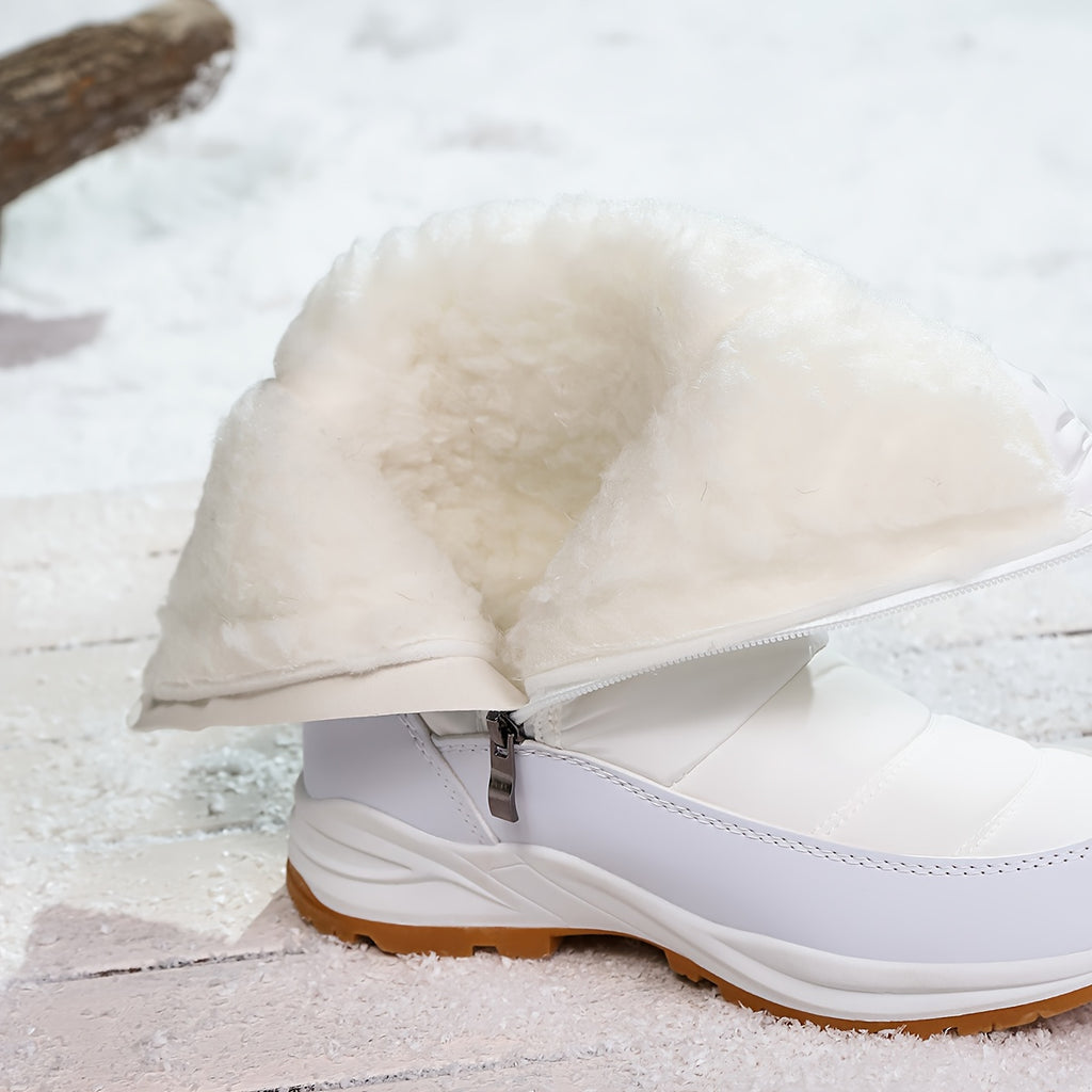 Botas de Neve de Inverno para Mulher - Botas Térmicas Isoladas para Clima Frio com Sola TPR Antiderrapante, À Prova de Vento e de Alta Qualidade - Botas de Meia-Perna para Clima Frio com Palmilha Acolchoada