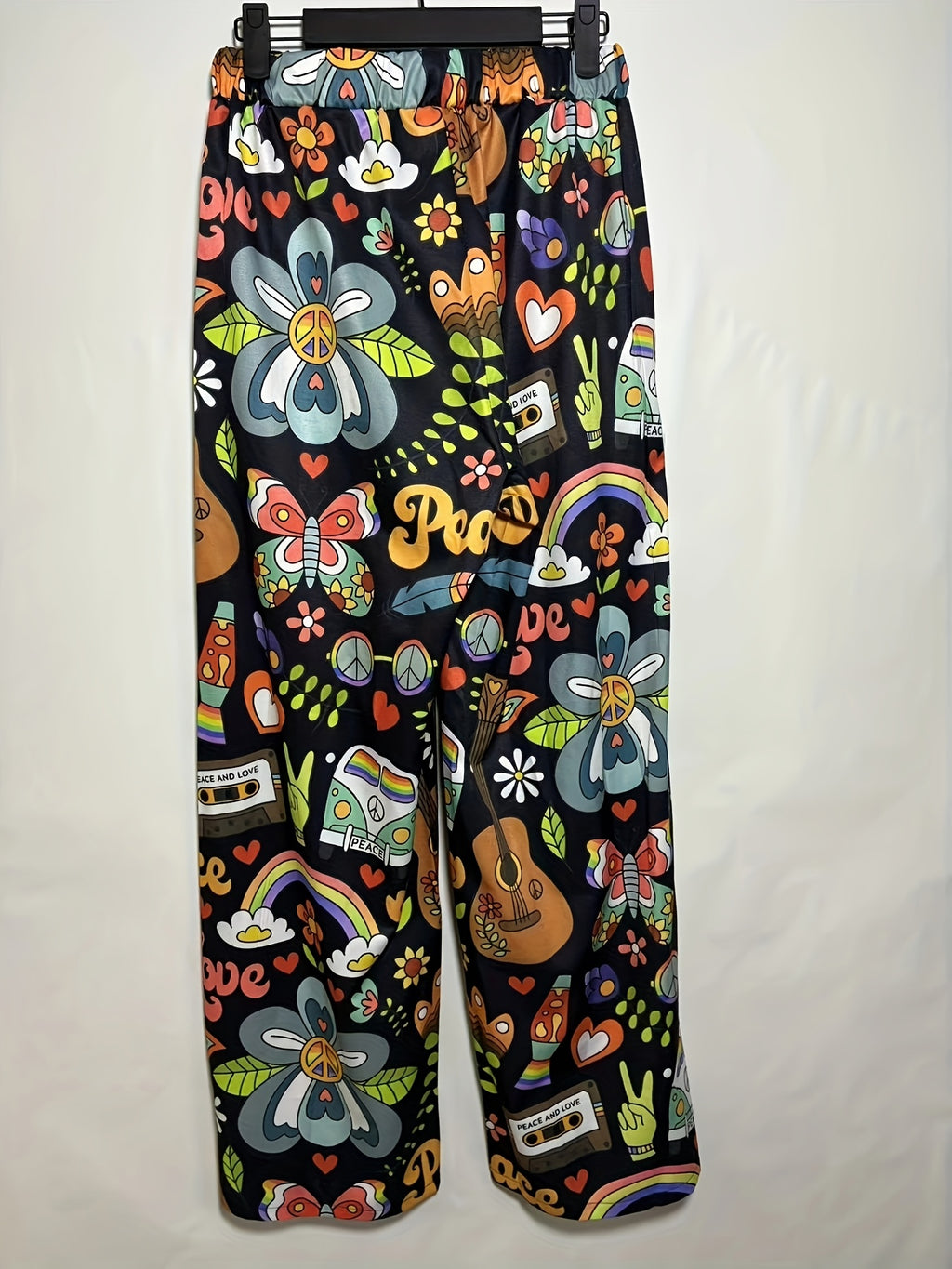 Calças largas estampadas, calças soltas casuais para primavera e verão, roupa de mulher