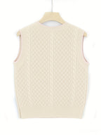 Suéter Feminino Floral - Colete de Malha Elástico, Sem Mangas para Eventos Casuais e Formais, Lavável na Máquina (Verde com Detalhes em Rosa/Azul/Roxo) - Suéter Elegante para Todas as Estações, Blusas Fofas