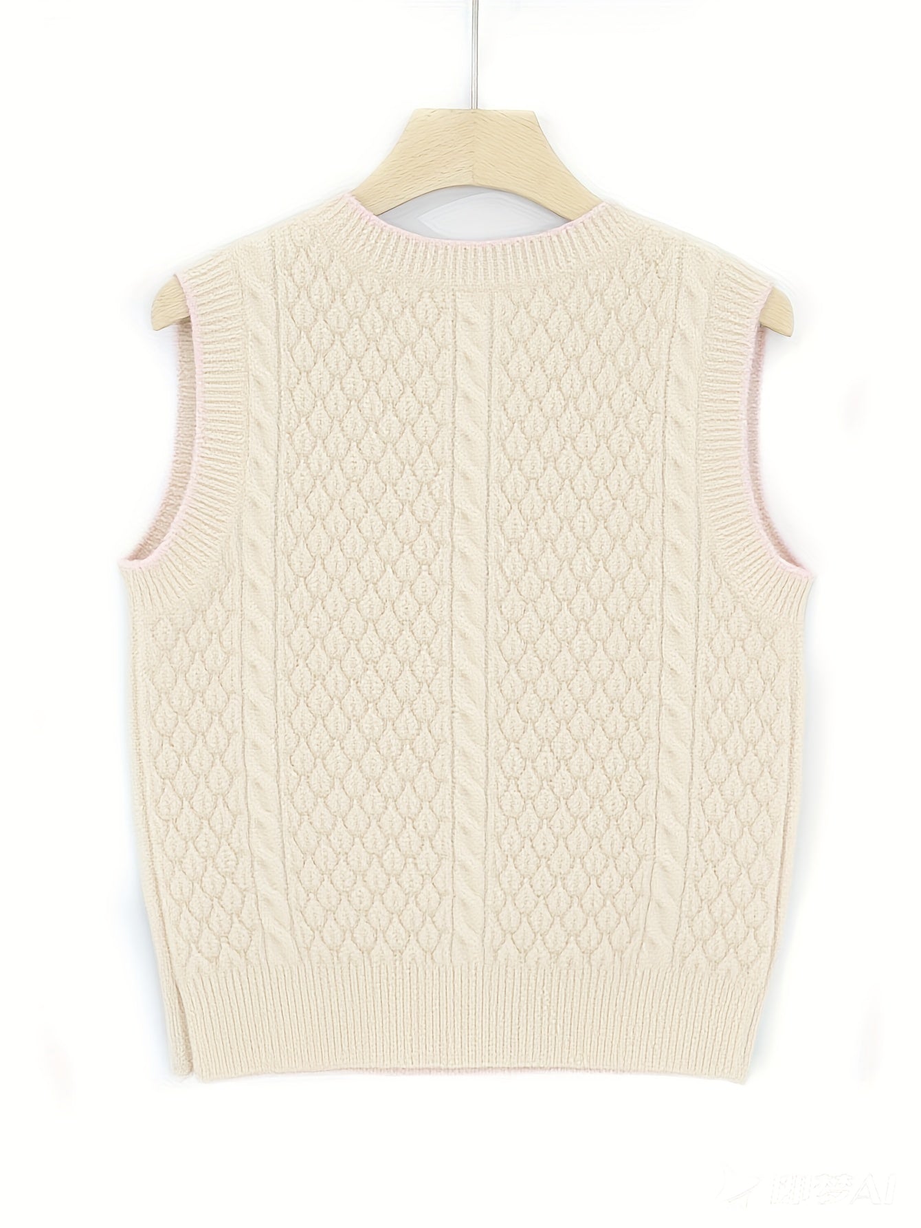 Suéter Feminino Floral - Colete de Malha Elástico, Sem Mangas para Eventos Casuais e Formais, Lavável na Máquina (Verde com Detalhes em Rosa/Azul/Roxo) - Suéter Elegante para Todas as Estações, Blusas Fofas