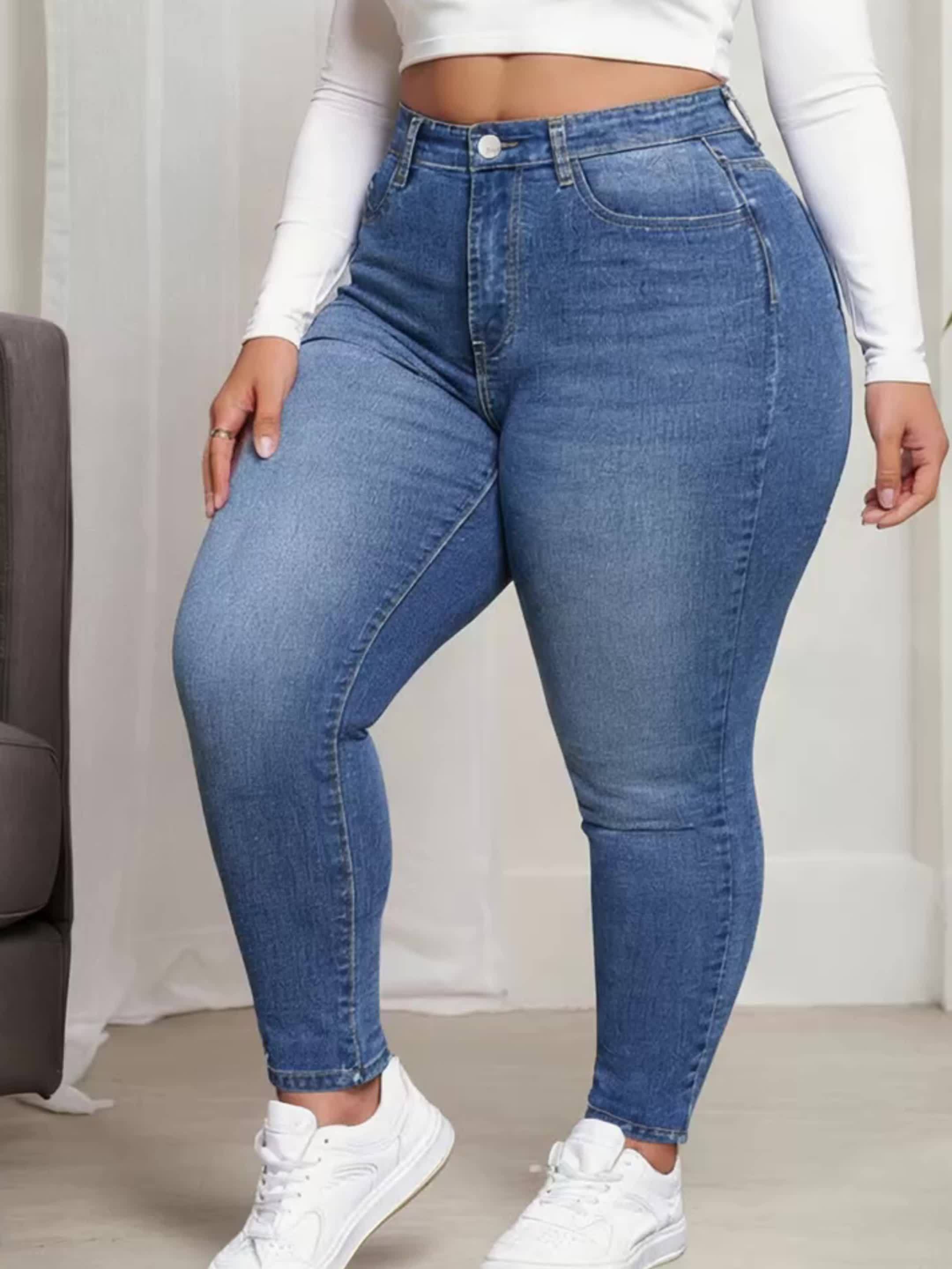 Calças jeans plus size femininas estilo novo para todas as estações, calça skinny elegante e casual. Calcas longas de moda em tamanhos grandes com alta elasticidade e conforto, ótima opção denim slimming que exibe um visual jovem moderno adequado a todos os tipos físicos