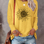 Sunflower Elegance Long Sleeve Women's Tee - Year-Round Style