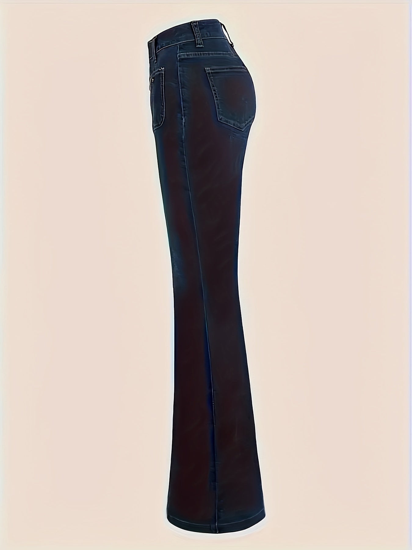 Calças Jeans Vintage Femininas de Cintura Alta Lavagem Azul Desgastada - Boca-de-sino com Fechamento Multi-Botoes, Calça Larga Elástica para Todos os Estilos Casual e Formal, Máquina de lavar & Limpeza a Seco Aceitavelmente, Cor Sólida no estilo Retro com Detalhes em Botões, Modelagem Estruturada Para TODOS Os Tipos Corporais, Roupa casual Chic e Versatil, Calças Jeans para Mulheres,Jeans de Cintura Baixa,Jeans Barrel para Mulheres,Calças Jeans Femininas,Jeans Para Mulheres,