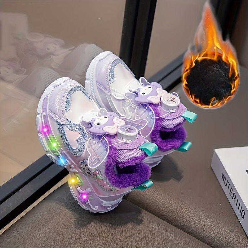 Tênis Brilhantes com Asas Iluminadas para Meninas - Fivelas Giratórias e Solas Luminosas - Sapatos de Inverno Baixos e Quentes Rosa/Branco, PU, para Corrida ao Ar Livre, Presentes de Natal ('Botas Mágicas para Caminhar')