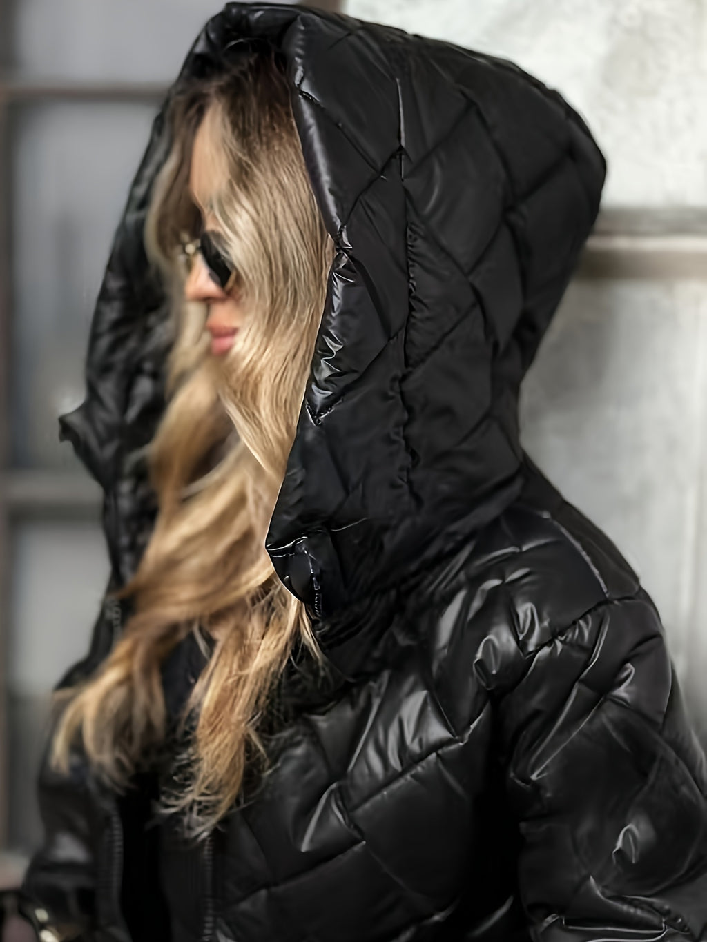 Casaco Acolchoado Xadrez Espesso e Quente para Mulheres, Novo Casaco Acolchoado Grosso e Solto para Outono/Inverno, Casaco com Capuz Quente e à Prova de Vento para Mulheres, Casaco Casual, Casaco Acolchoado Solto, Casaco Acolchoado Xadrez, Casaco Acolchoado com Capuz, Jaqueta da Moda, Casaco