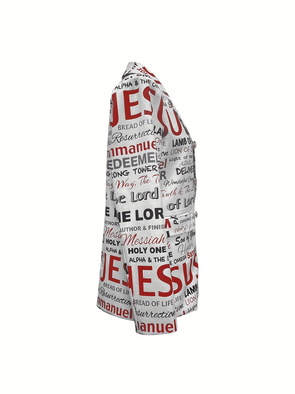 Blazer Feminino Elegante com Estampa Motivacional - Jaqueta de Manga Longa Silhueta H para Primavera/Outono, Lavável à Máquina, Tecido Não Transparente, Moda Outonal, Material Durável, Estilo Clássico e Sofisticado, Ideal para Escritório ou Casual