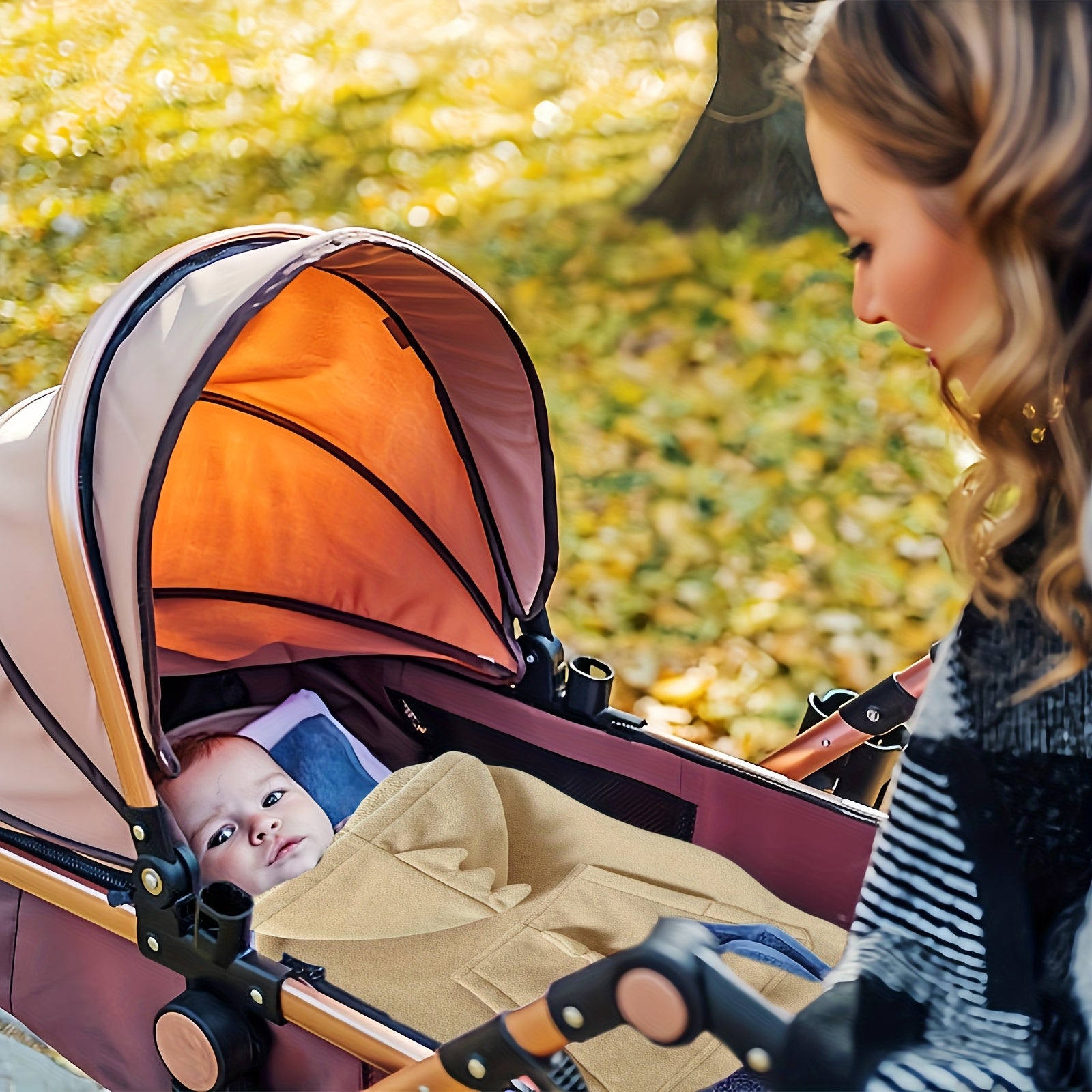 1pc Cobertor de Transporte de Bebê Macio e à Prova de Vento - Design de Dinossauro de Desenho Animado Fofo, Multiuso para Carrinhos e Transportadores de Bebês, Bolso de Aquecimento de Mão Frontal, Tecido de Poliéster Leve, Uso em Todas as Estações, Essenciais de Viagem | Impressão de Dinossauro | Textura de Tricô