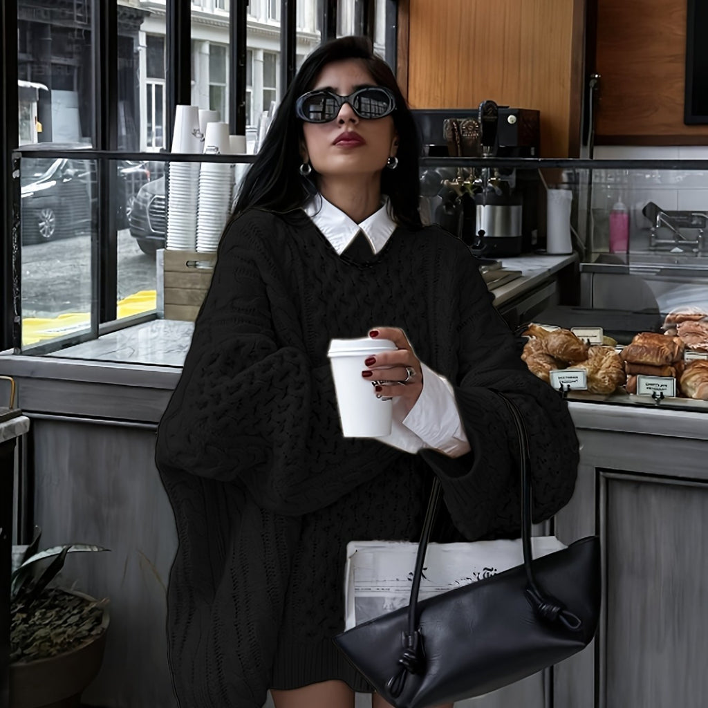 Cozy Cable Knit Oversized Sweater – Effortless Elegance