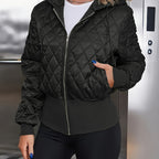 Elegant Hooded Quilted Jacket in Military Green