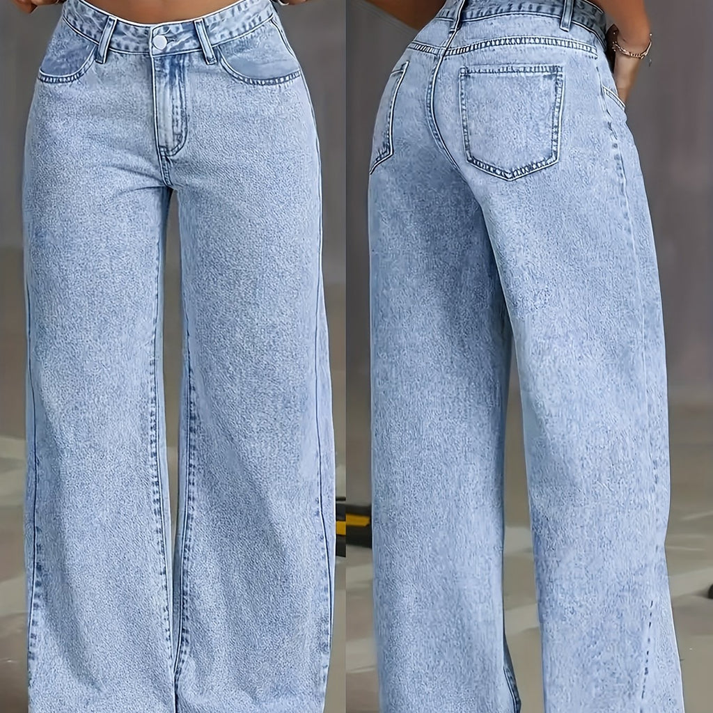 Effortless Chic Wide-Leg Jeans with Tummy Control