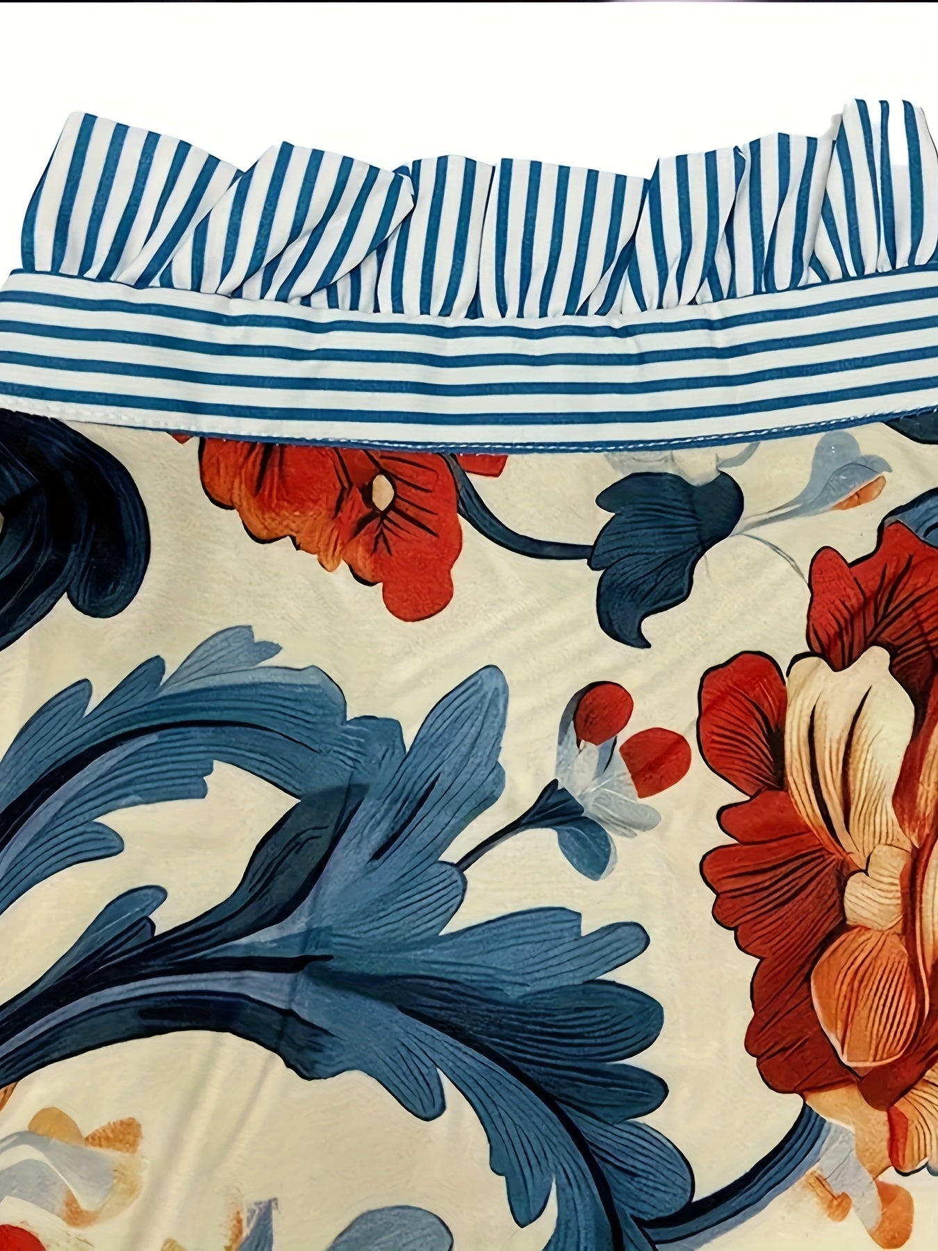 Blusa Elegante Feminina com Estampa Paisley - Camisa de Manga Longa com Botões na Frente e Multicolor (Azul Marinho/Bege/Vermelho/Dourado) - Top Estruturado de Inverno para Casamentos e Eventos Semi-Formais - Camisa com Gola Não Elástica e Lavável à Máquina