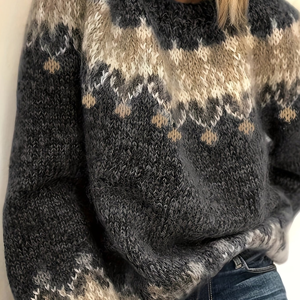 Chic Geometric Knit Sweater - Cozy Essential for Winter