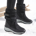 Botas de Neve Femininas de Corte Médio, Quentes e Espessas para Inverno, Antiderrapantes para Uso Externo, Sapatos Altos de Tamanho Grande para Mulheres