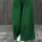 Wide-Leg Corduroy Pants with Elastic Waist and Pockets