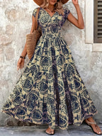 Elegant Floral Dress with V-Neckline