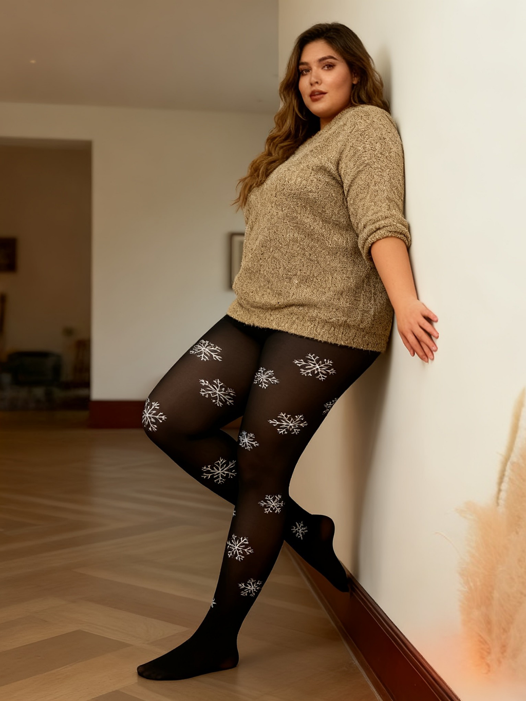 Snowflake Pattern Plus Size Tights - Cozy Winter Essential