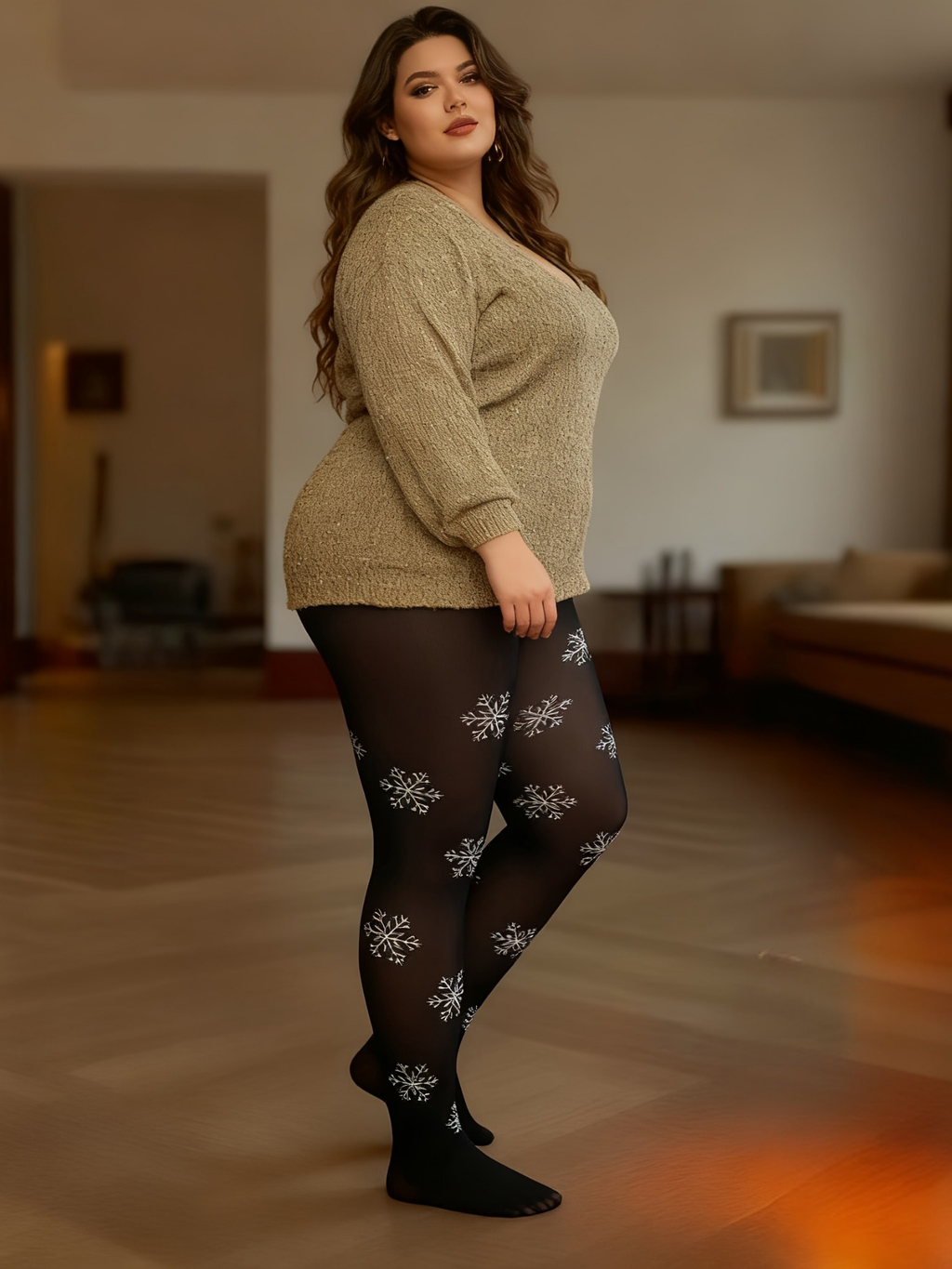 Snowflake Pattern Plus Size Tights - Cozy Winter Essential