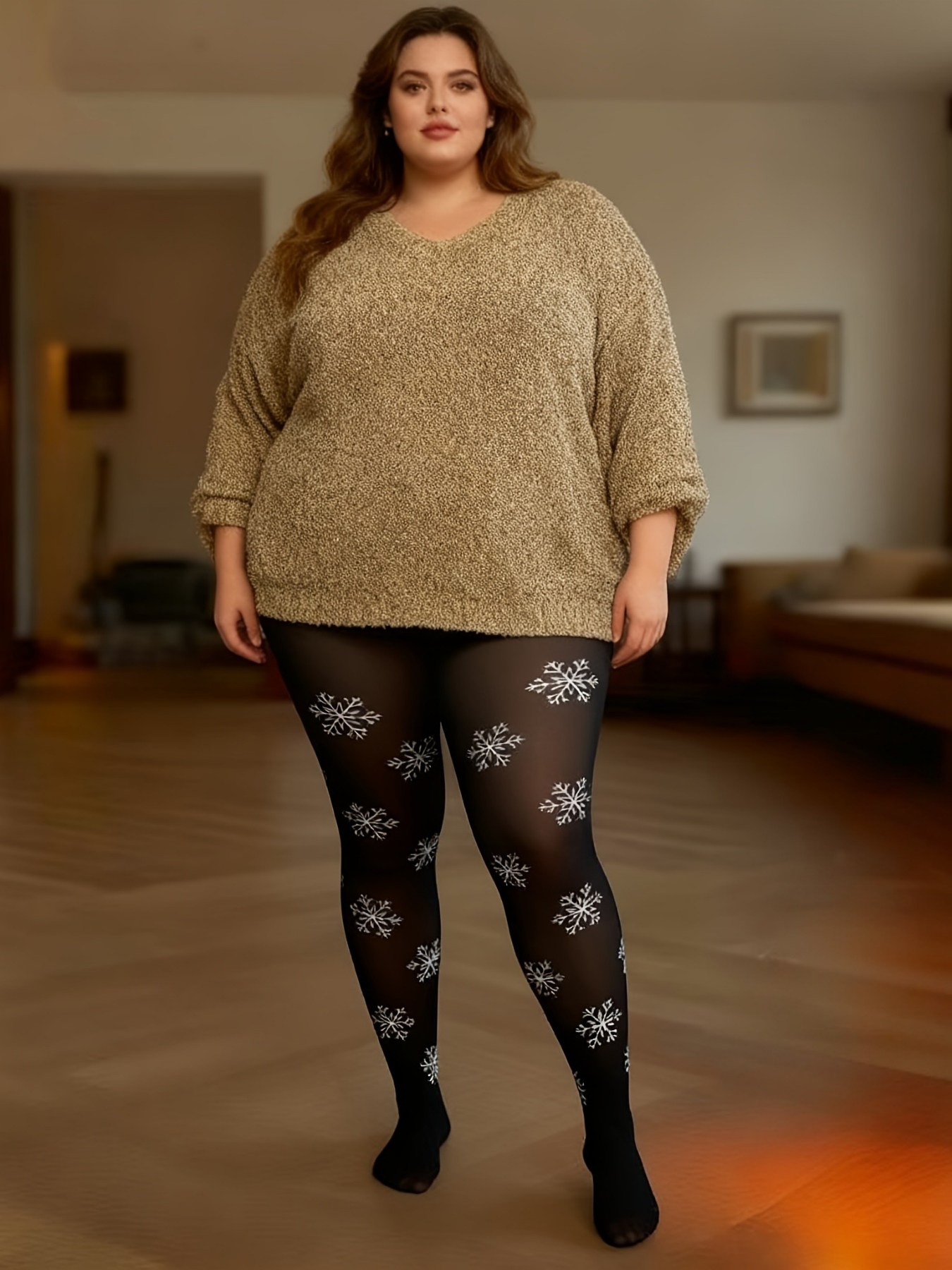 Snowflake Pattern Plus Size Tights - Cozy Winter Essential
