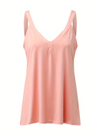 Top de tanque com decote em V sólido, top de tanque sem mangas e sexy para o verão, roupas femininas
