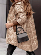 Jaqueta Feminina de Inverno com Capuz e Zíper - Casaco Acolchoado Adequado para o Clima, Elegante, Comprimento Médio a Comprimento Total, Lavável na Máquina (Sem Elasticidade)