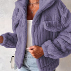 Cozy Faux Teddy Coat with Realistic Plush Collar