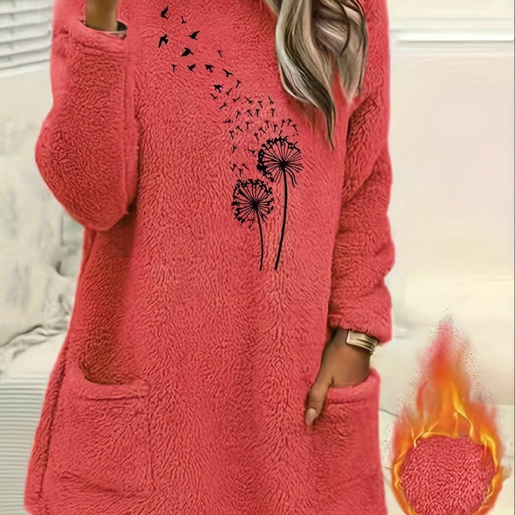 Cozy Dandelion Print Women's Knit Sweater - Autumn Essential