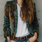 Women's Autumn Floral Blazer - Effortless Charm