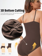 Conjunto de 3 Body Shapers Plus Size Sem Costura em Preto, Marrom e Bege - Alças Ajustáveis para Encaixe Perfeito, Controle de Barriga & Elevação de Bumbum, Fecho de Encaixe com Botões, Tecido de Nylon Elástico, Roupas Plus Size