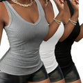 Elegant V-Neck Women's Vest Trio - Minimalist Chic