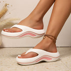 Sandálias de Plataforma Slip-On para Mulher - Sapatos de Praia Acolchoados em EVA com Suporte de Arco, Sola Antiderrapante - Chinelos para Interior/Exterior para Mulheres em Todas as Estações, - Calçado Leve e Fácil de Limpar para Casa, Viagem, Trabalho, Férias - Palmilha Acolchoada para Conforto Durante Todo o Dia