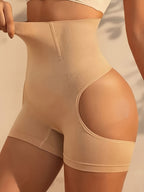 Calcinha de Cintura Alta com Controle de Barriga e Levantamento de Bumbum para Mulheres - Calcinha Modeladora Respirável com Realçador de Bumbum, Cueca Baixa Lisa e Sem Costura para Uso Diário, Academia e Pós-Parto (Preta) - Lavável na Máquina