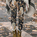Owl & Leaf Patterned Tights - Cozy and Stylish