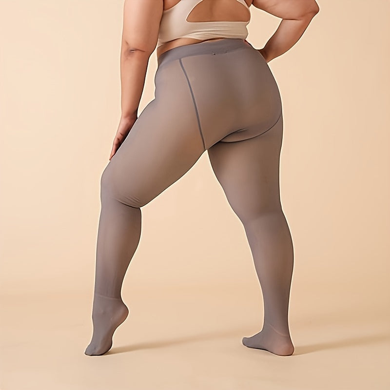 Pacote com 3 Meias-Thermal Femininas Plus Size - Aquecedores de Pernas Grossos para Inverno, Calças-Leggings Opacas Compridas (Bege/Marrom/Preto) - Alta Elasticidade e Controle da Barriga & Ajuste Sem Costura Para Clima Frio, Treinos ou Uso Casual