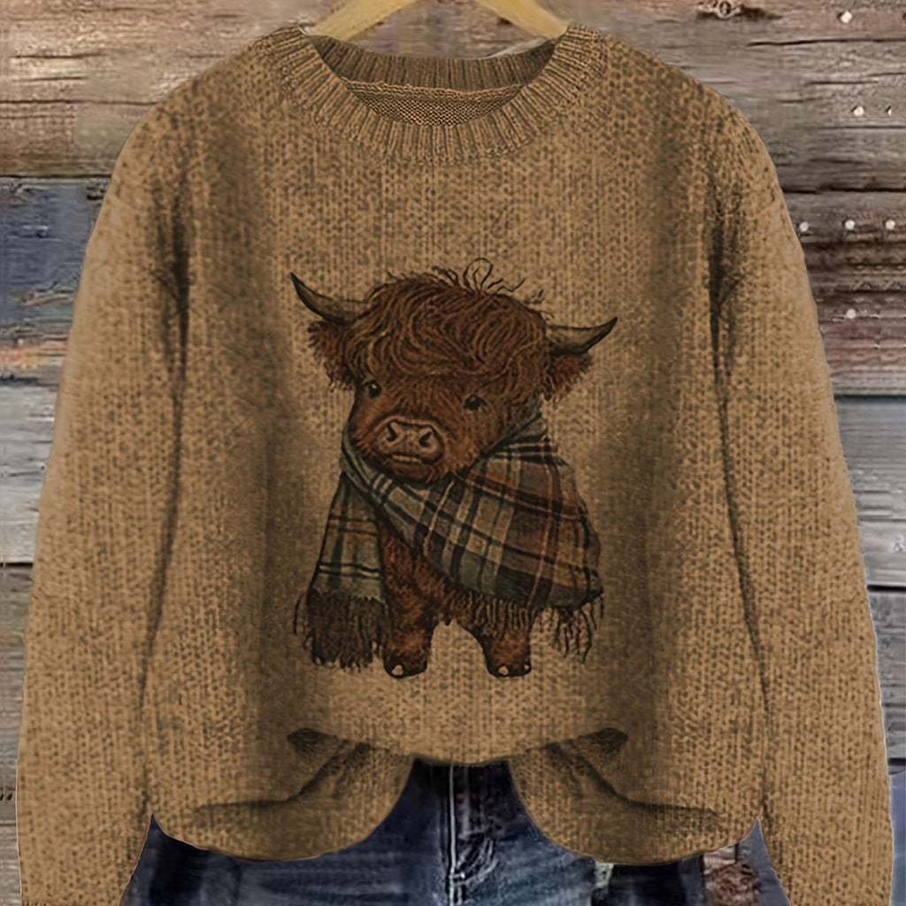 Chic Animal Print Round Neck Blouse