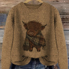 Chic Animal Print Round Neck Blouse