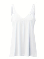 Top de tanque com decote em V sólido, top de tanque sem mangas e sexy para o verão, roupas femininas