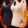 Velvet Thermal Camisole Set with Built-in Bra - Black & Beige