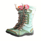 Botas de cano médio TMA EYES 2023 - Estilo ocidental casual, de cor sólida, confortáveis para todas as estações, com fecho de zíper, bico redondo, salto plano, sola TPR, palmilha em tecido, parte superior em imitação de couro de vaca e interior em tecido.