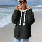 Elegant Women's Hoodie Sweater - Soft Semi-Transparent Knit