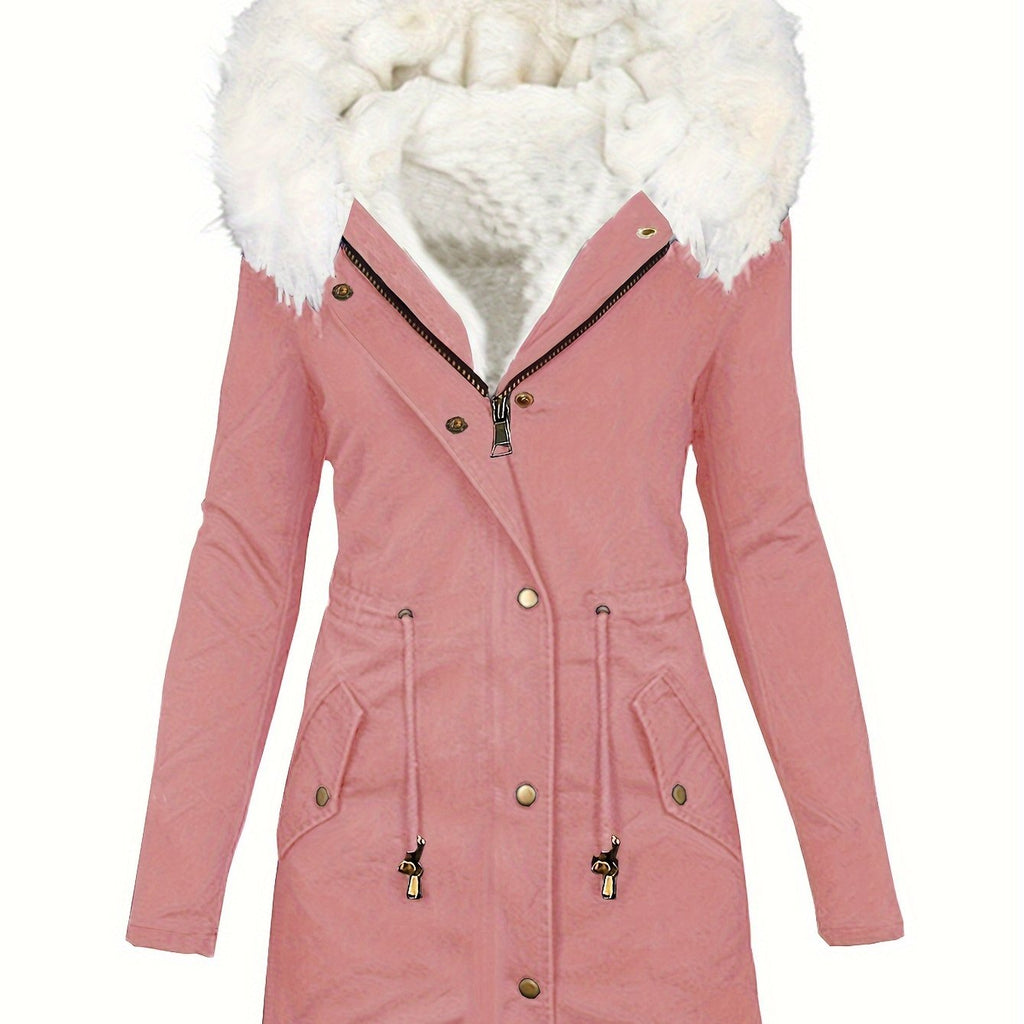 Elegant Women's Winter Coat with Faux Fur Hood