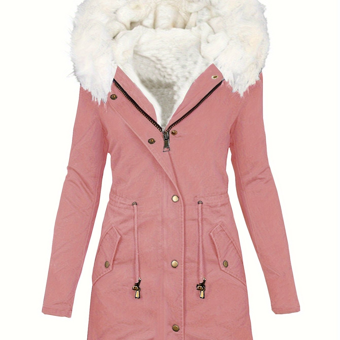 Elegant Women's Winter Coat with Faux Fur Hood