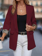 Blazer Elegante Preto para Mulheres Plus Size - Jaqueta com Gola Aberta e Mangas 3329, Lavável à Mão, Corte Versátil para Todas as Estações, Ideal para Uso Casual e Profissional no Escritório | Tecido Sem Elasticidade