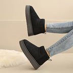 Par de Botas de Neve Unissex Casuais e Confortáveis para Outono, Cor Sólida, Quentes e Simples com Sola Grossa para Escritório ou Casa - Femininas