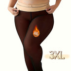 1pc Collants de Inverno Quentes para Mulher Plus Size com Forro de Lã Grossa - Meias de Calças de 220G com Costura Frontal e Traseira, Cor Sólida, 0XL-3XL, Lavar à Mão Apenas, Confortáveis e Elegantes para Roupa Casual, Leggings de Inverno, Design Sem Costuras, Textura Suave