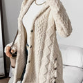 Chic Hooded Jacquard Plush Cardigan for Fall-Winter