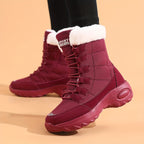 Botas de Inverno de Veludo Cotelê para Mulheres Mr.Modars com Sola de Placa - Bico Redondo, Quentes / Sola de Borracha, Botas de Neve Adequadas para Clima, Uso Casual e Semi-Formal - Estilo Europeu (Nome da Marca)
