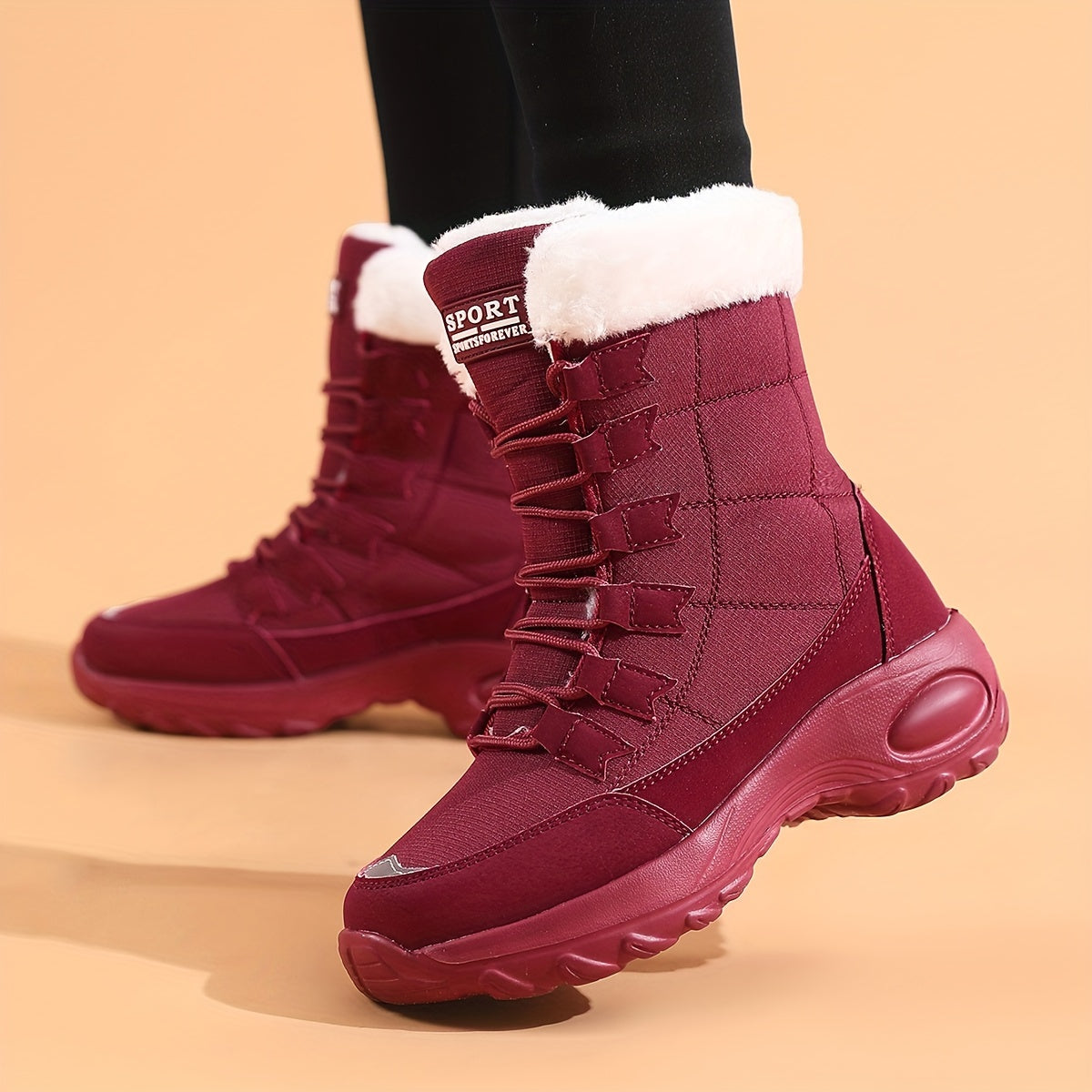 Botas de Inverno de Veludo Cotelê para Mulheres Mr.Modars com Sola de Placa - Bico Redondo, Quentes / Sola de Borracha, Botas de Neve Adequadas para Clima, Uso Casual e Semi-Formal - Estilo Europeu (Nome da Marca)